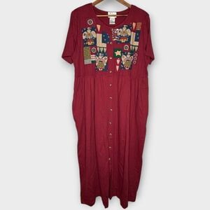 NWOT Quacker Factory Primitive Angel Doll Dress Burgundy Quilted Rhinestones 1X